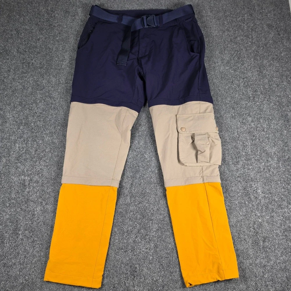 Outdoor Voices RecTrek Zip-Off Pants Womens Medium‎ Navy Tan Yellow Colorblock